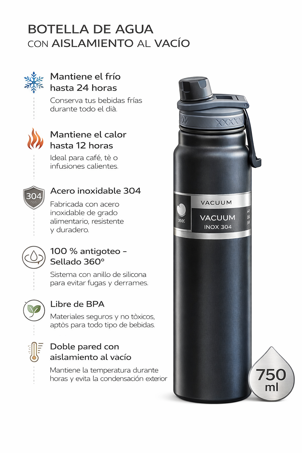 BOTELLA TÉRMICA VACUUM 750 ml